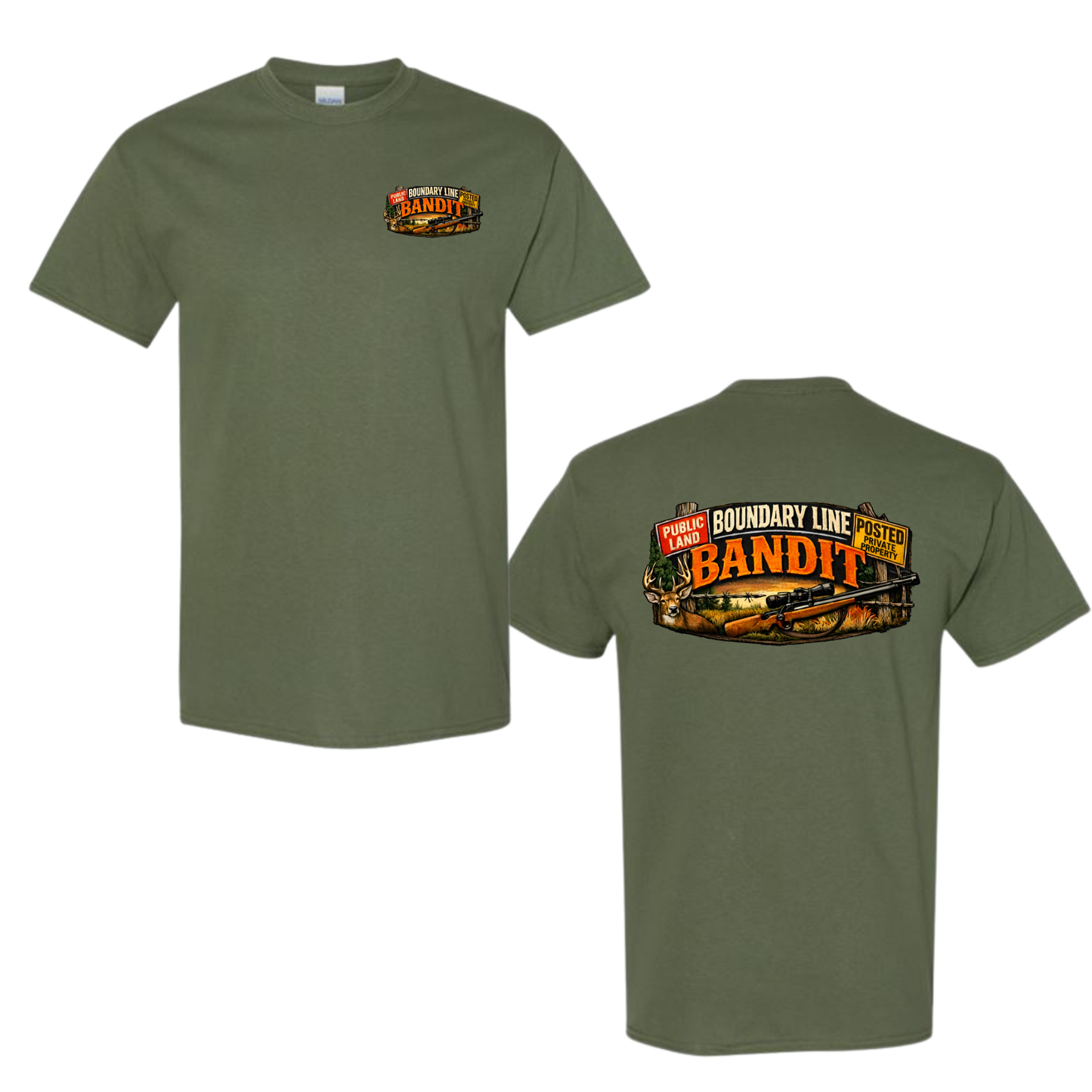 Boundary Line Bandit- Military Green T-Shirt