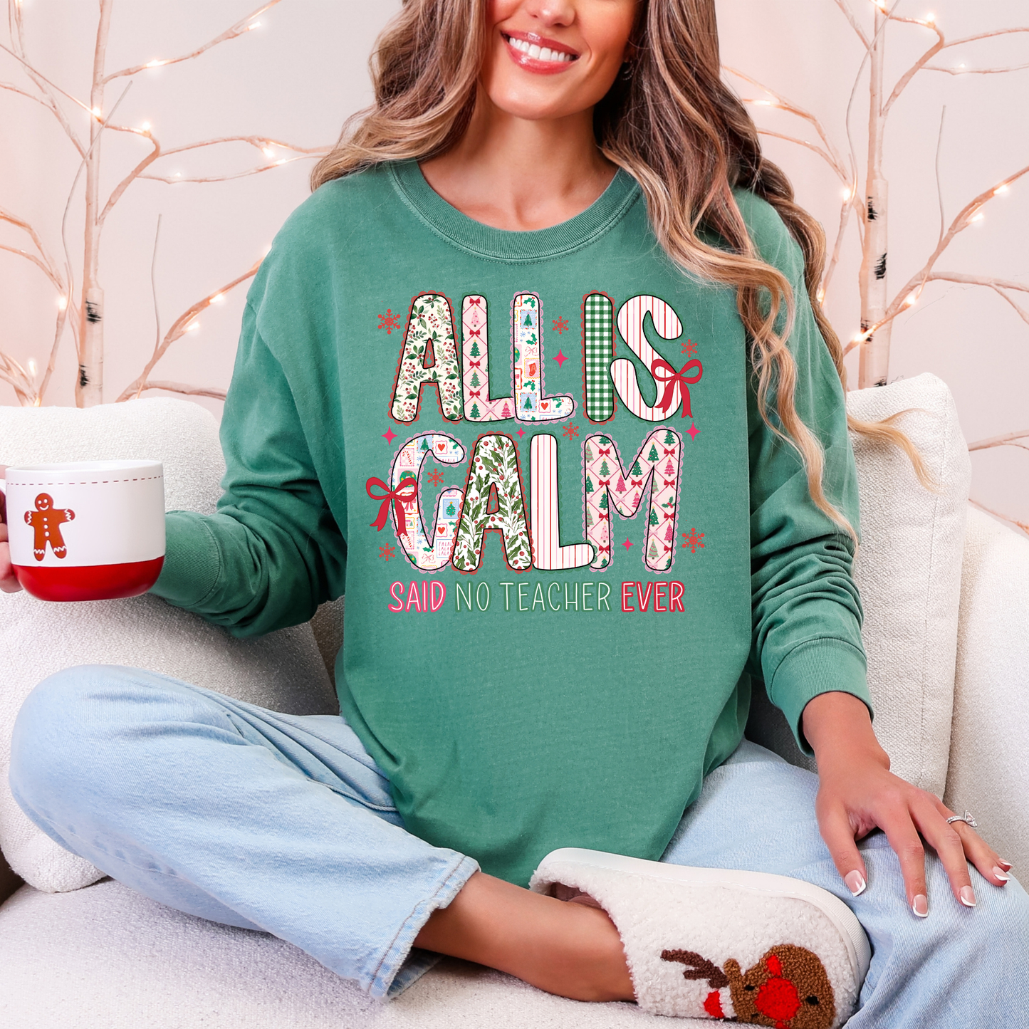 Comfort Colors Long Sleeve- Teacher- All is Calm