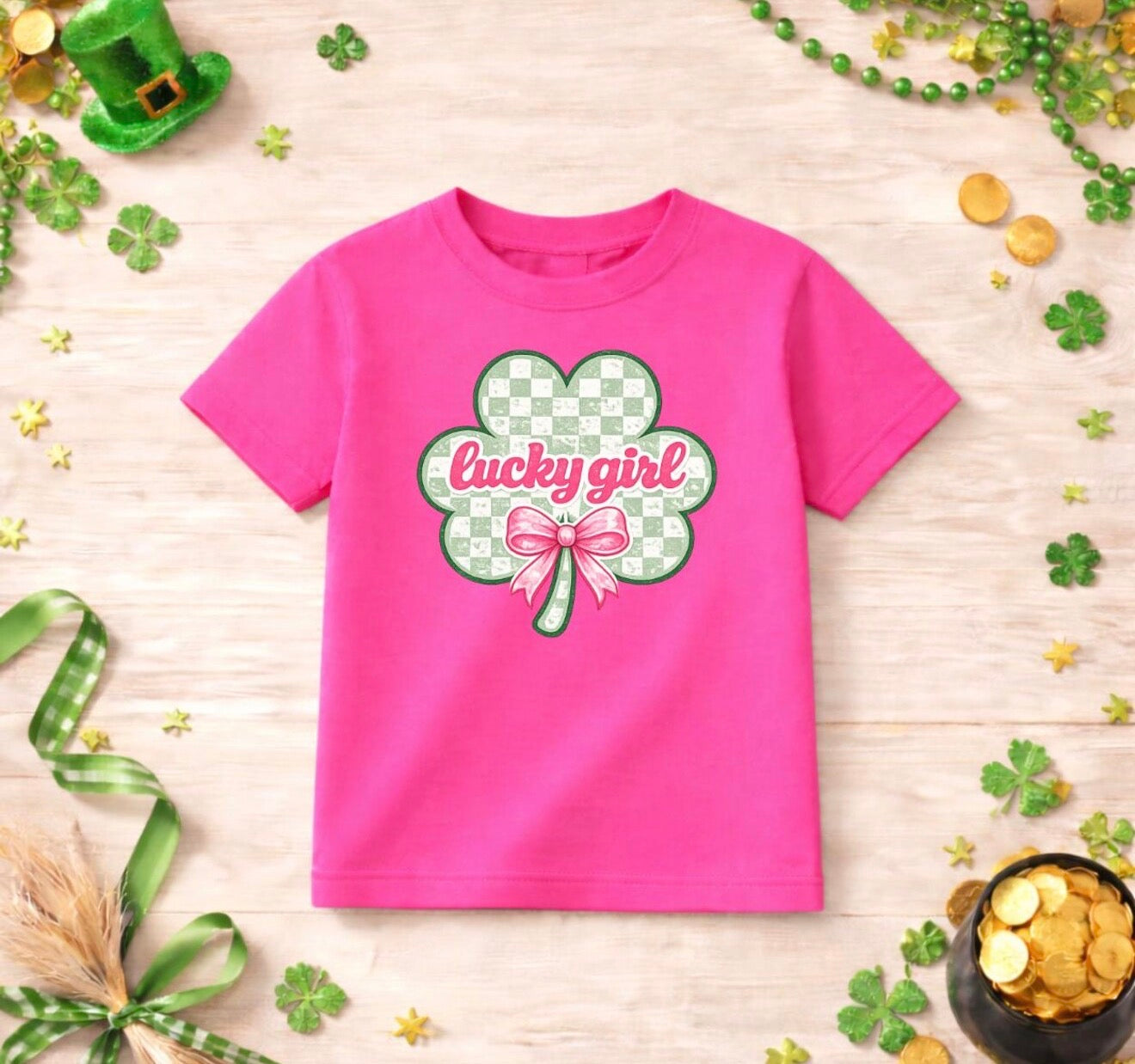 Lucky Girl Shamrock Shirt – Kids St. Patrick’s Day Tee