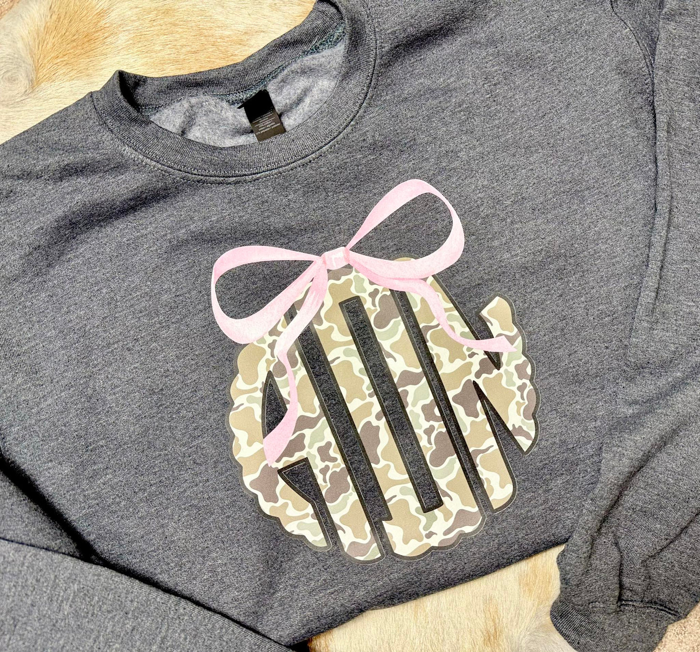 Gray Sweatshirt with Camo Monogram