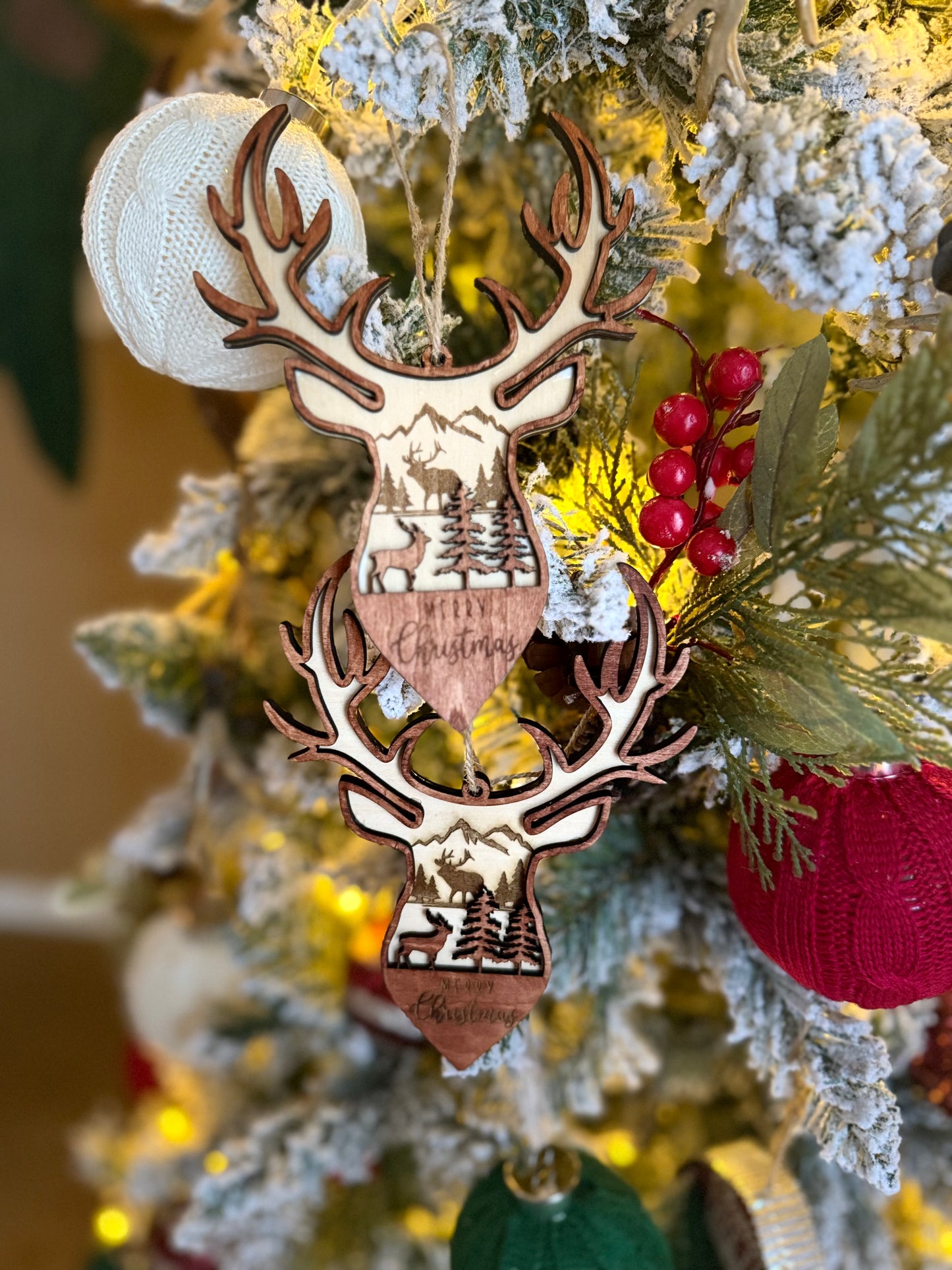 3D Deer Christmas Ornaments