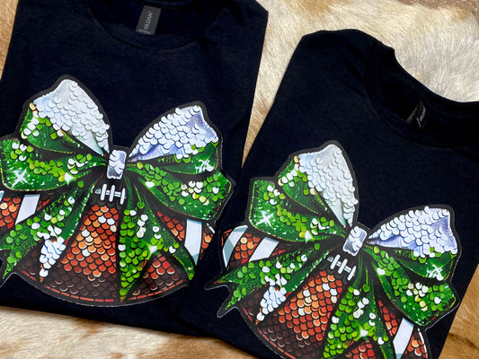 Green and White Bow Football T-Shirt