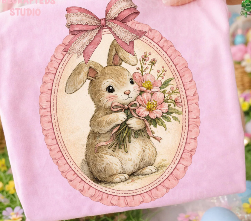 Vintage Floral Bunny Easter Shirt